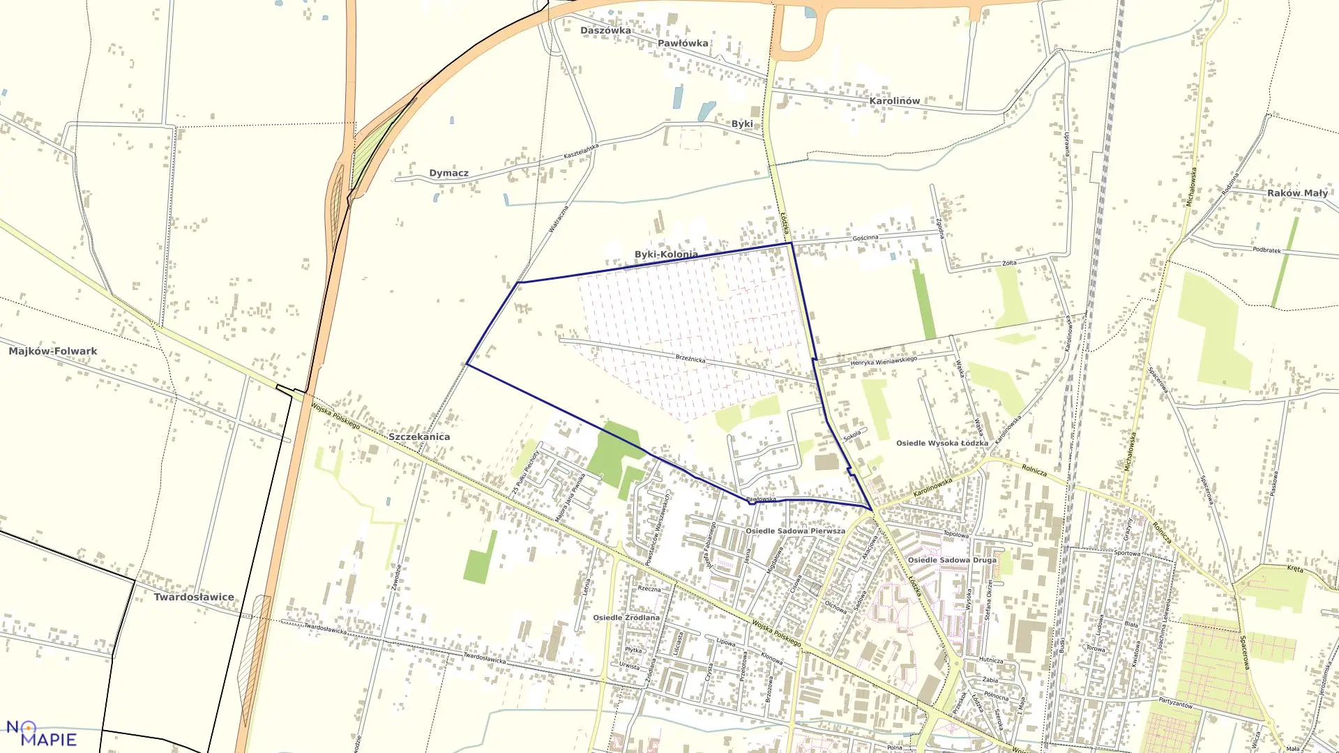 Mapa obrębu OBRĘB 12 w mieście Piotrków Trybunalski