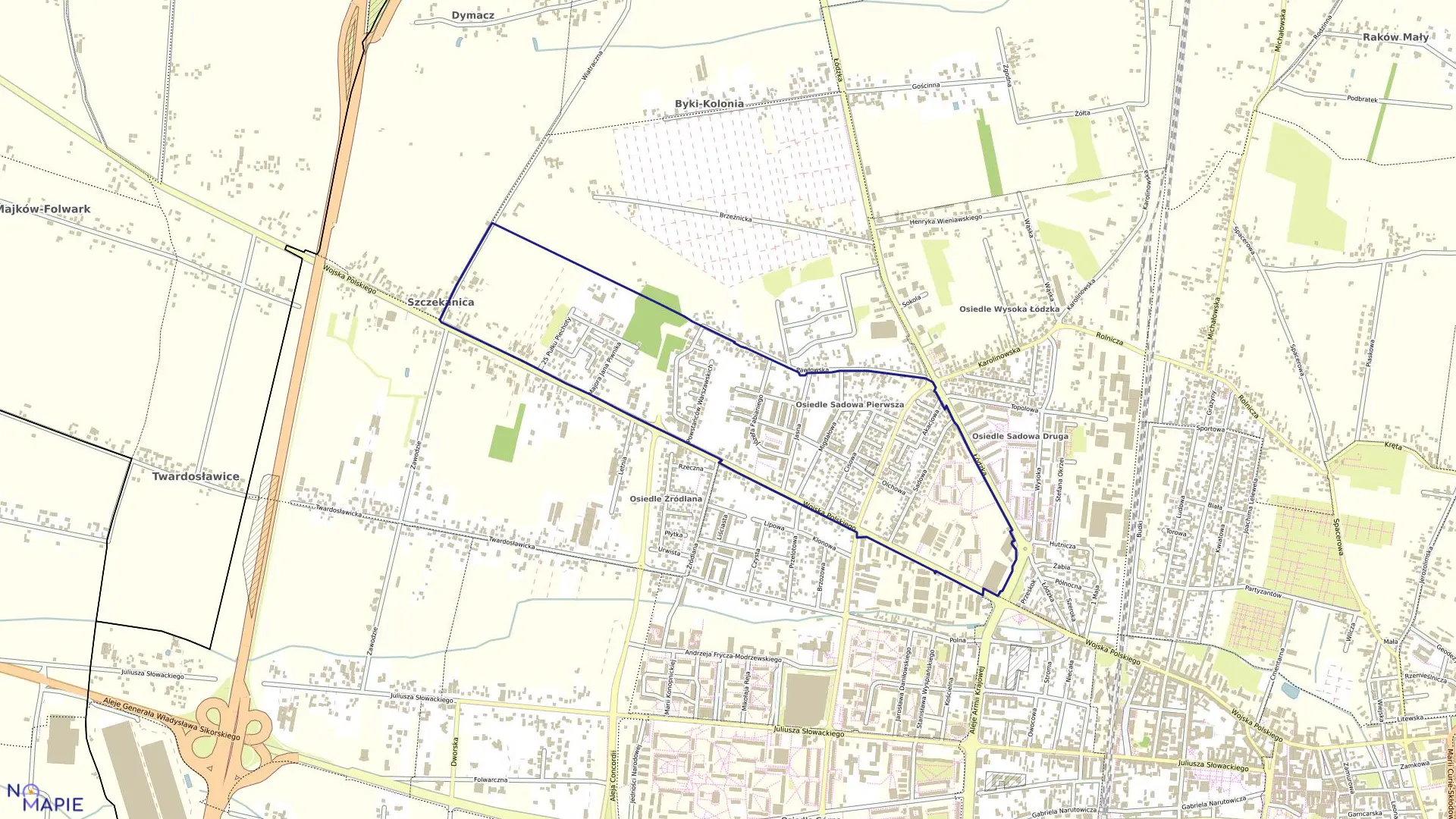 Mapa obrębu OBRĘB 13 w mieście Piotrków Trybunalski