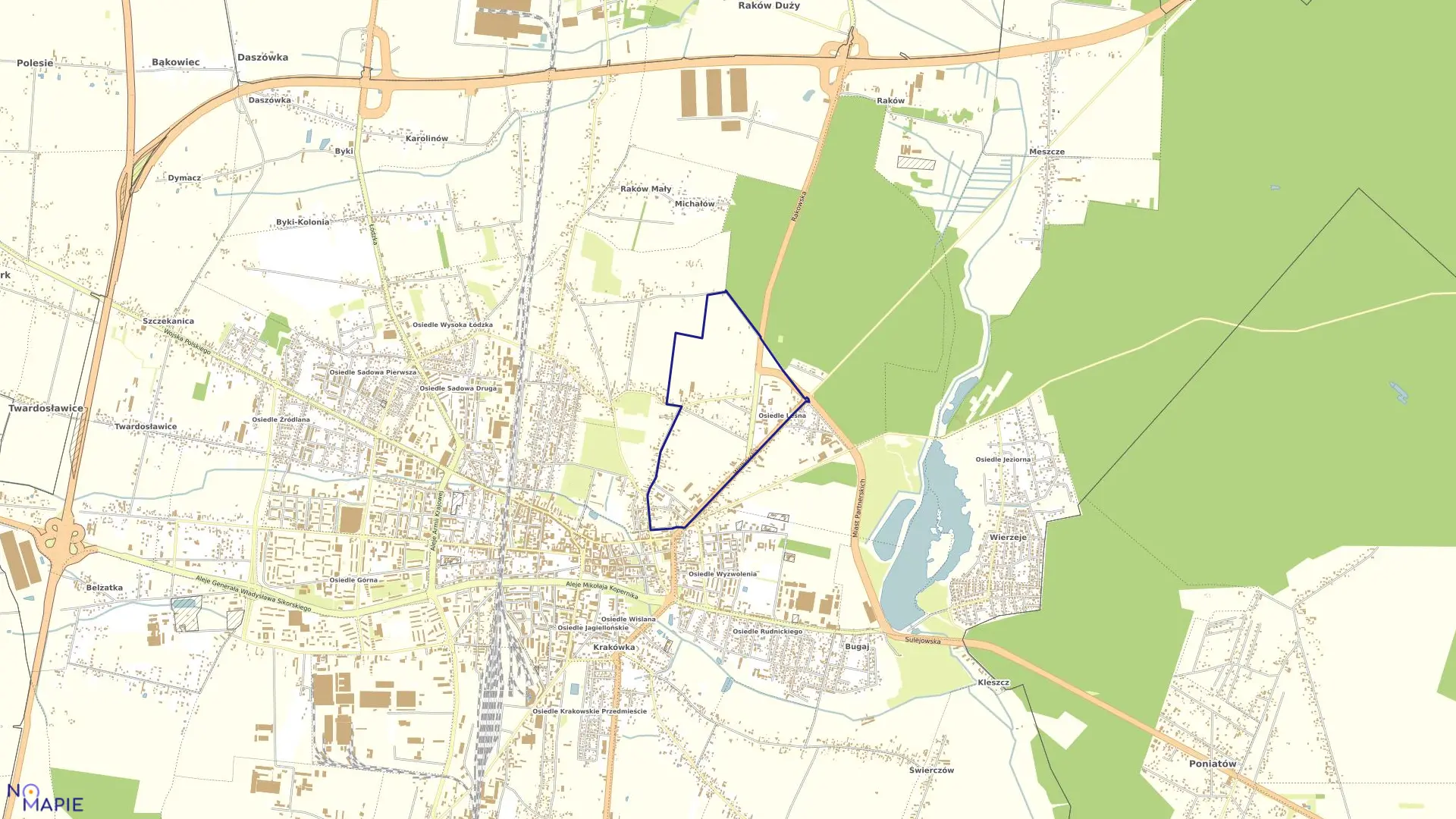 Mapa obrębu OBRĘB 16 w mieście Piotrków Trybunalski