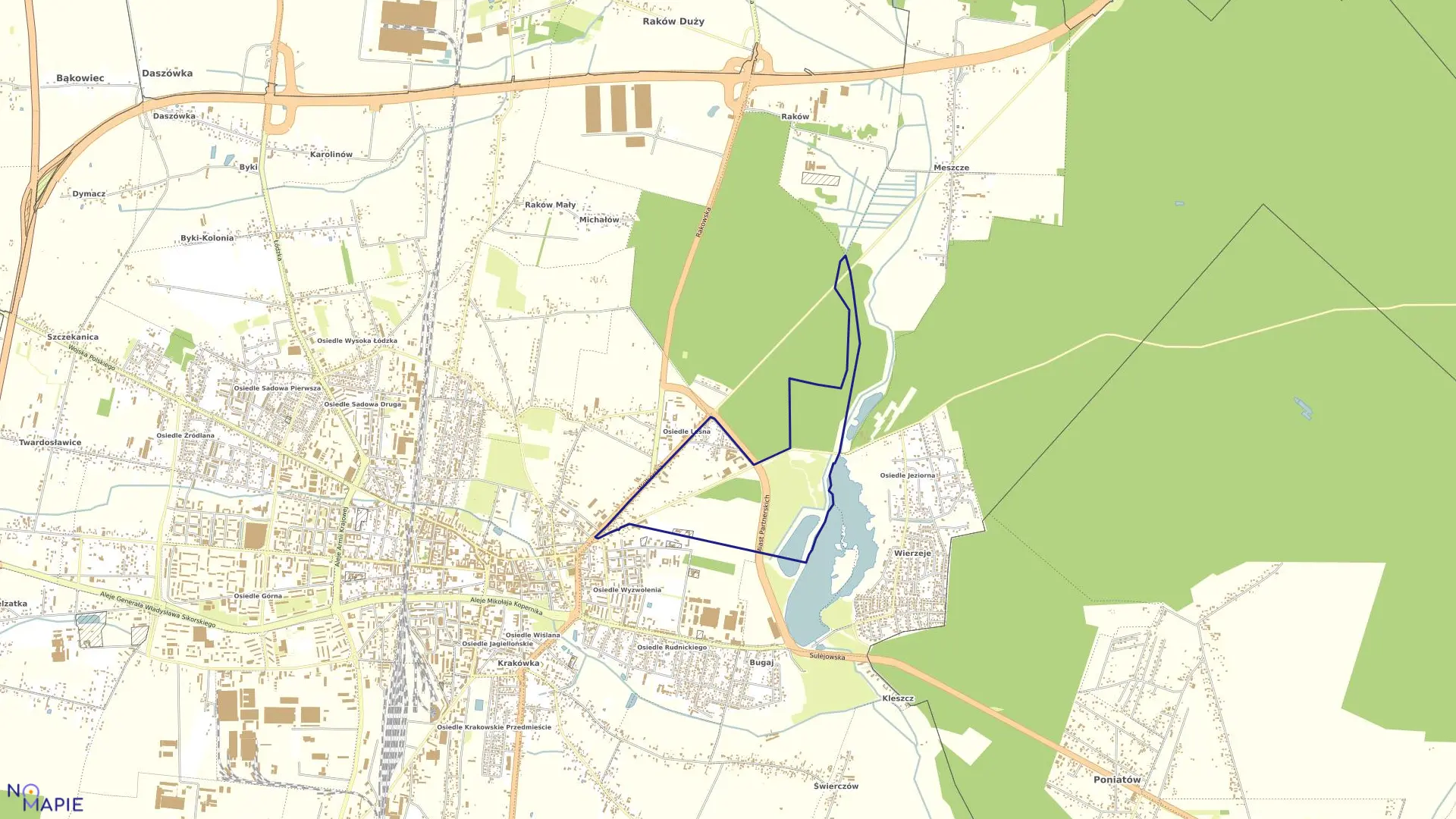 Mapa obrębu OBRĘB 17 w mieście Piotrków Trybunalski