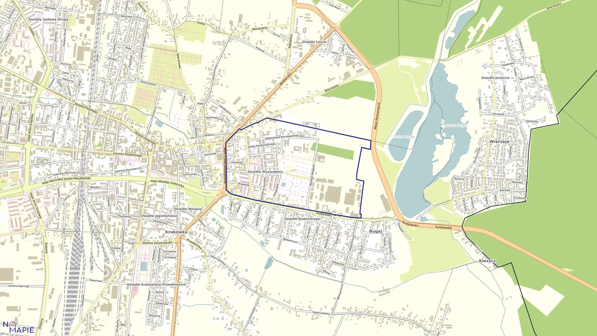 Mapa obrębu OBRĘB 20 w mieście Piotrków Trybunalski