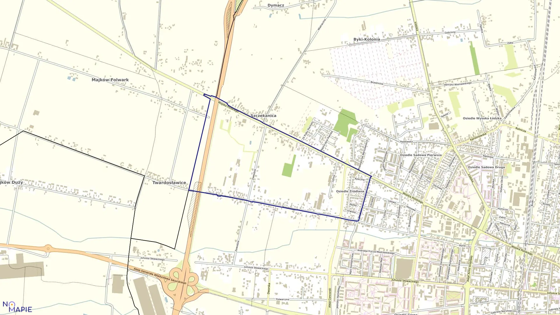 Mapa obrębu OBRĘB 25 w mieście Piotrków Trybunalski