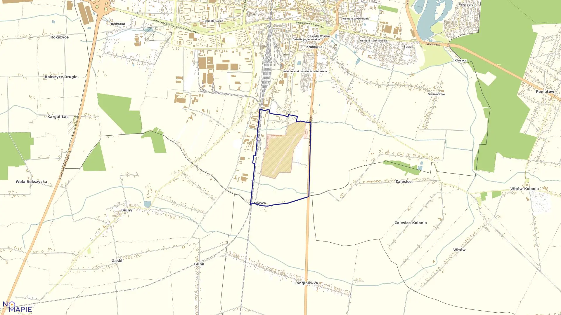 Mapa obrębu OBRĘB 40 w mieście Piotrków Trybunalski