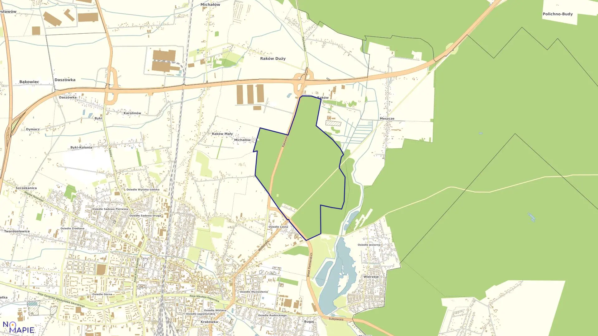 Mapa obrębu OBRĘB 8 w mieście Piotrków Trybunalski